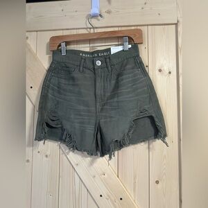 American‎ Eagle Womens Size 0 Highest Rise Mom Short Green Denim Shorts NEW
